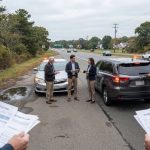 Long Island car accident scene with vehicles stopped safely