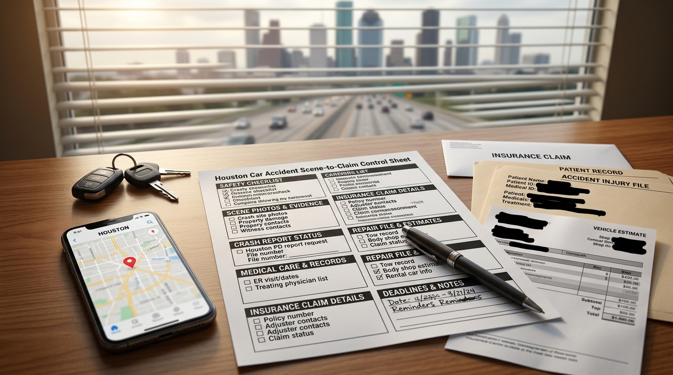 What To Do After a Car Accident in Houston: A Scene-to-Claim Control Sheet
