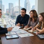 Family reviewing comprehensive financial planning strategy with advisor